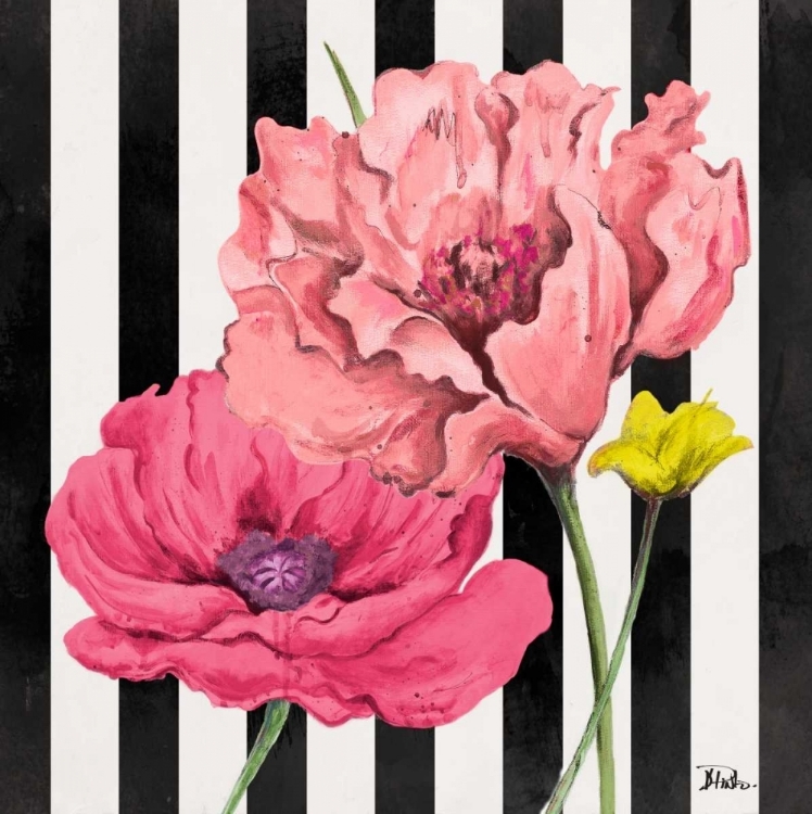 Picture of POPPIES ON STRIPES I