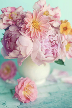 Picture of PEONIES ON TEAL