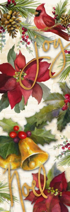 Picture of CHRISTMAS POINSETTIA PANEL I
