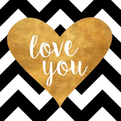 Picture of GOLD CHEVRON HEARTS SQUARE I