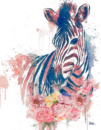 Picture of FLORAL WATERCOLOR ZEBRA