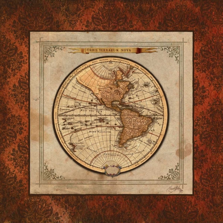 Picture of RED DAMASK MAP I