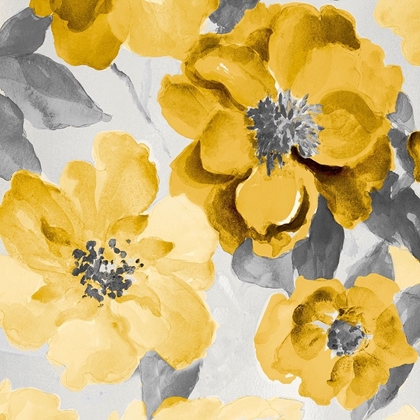 Picture of YELLOW AND GRAY FLORAL DELICATE I