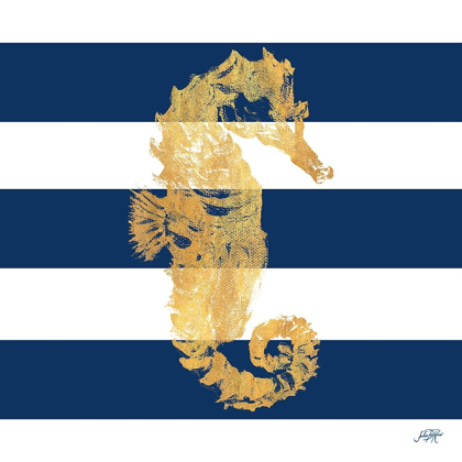 Picture of GOLD SEAHORSE ON STRIPES I