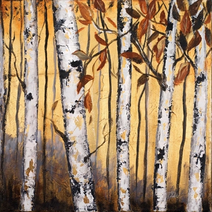 Picture of BIRCHWOOD TREES ON GOLD II