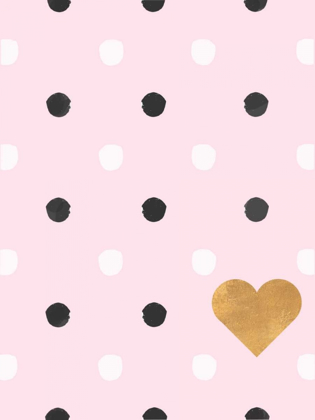 Picture of HEART WHITE AND BLACK DOTS ON PINK