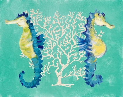 Picture of BLUE SEAHORSES ON CORAL
