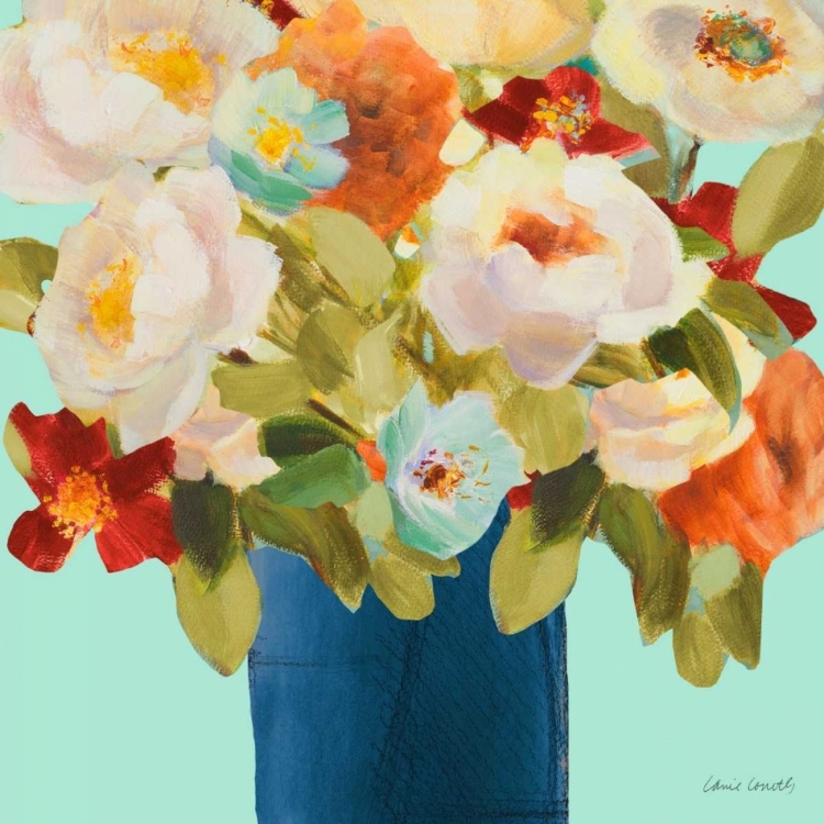 Picture of FLOWER ARRANGEMENT ON TEAL II