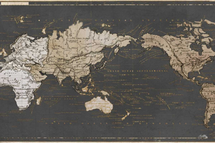Picture of WORLD MAP IN GOLD AND GRAY