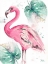 Picture of WATERCOLOR LEAF FLAMINGO I