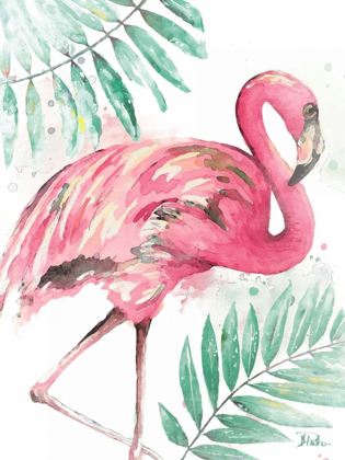 Picture of WATERCOLOR LEAF FLAMINGO II