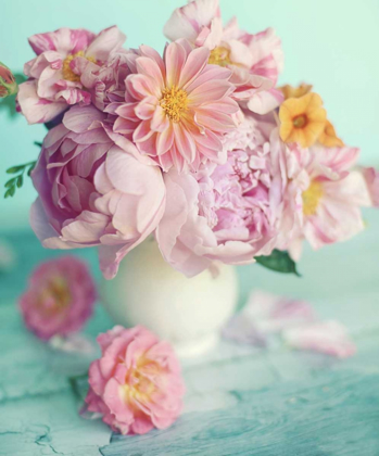 Picture of PEONIES ON TEAL