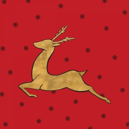 Picture of GOLDEN REINDEER ON RED