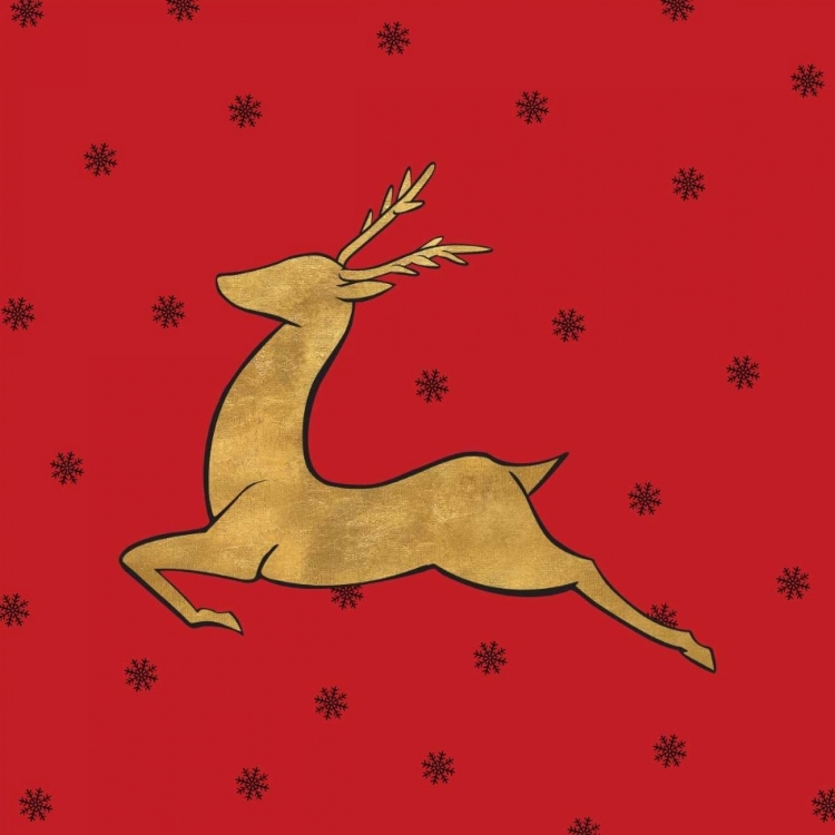Picture of GOLDEN REINDEER ON RED