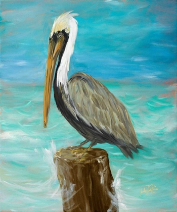 Picture of SINGLE PELICAN ON POST