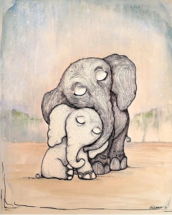 Picture of WHIMSICAL MOM AND BABY ELEPHANT