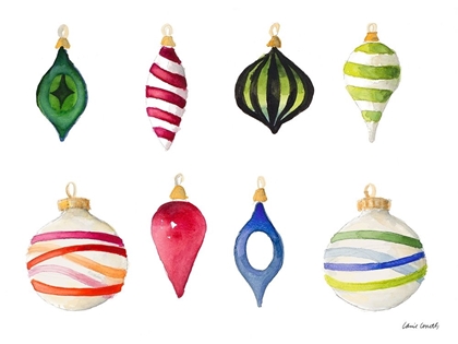 Picture of CHRISTMAS ORNAMENTS WATERCOLOR I