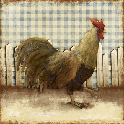 Picture of ROOSTER ON DAMASK I