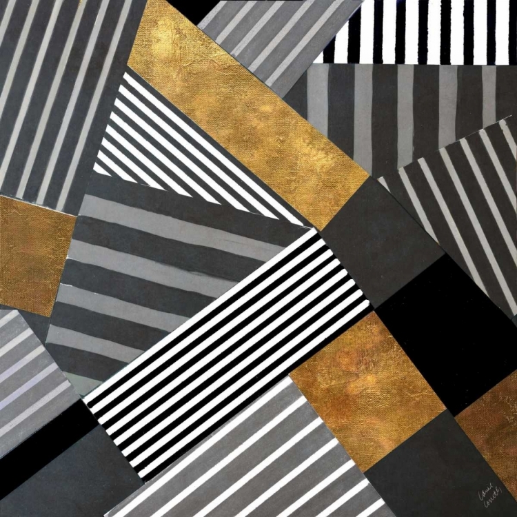 Picture of GEO STRIPES IN GOLD AND BLACK II