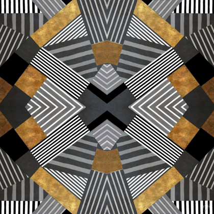 Picture of GEO STRIPES IN GOLD AND BLACK I