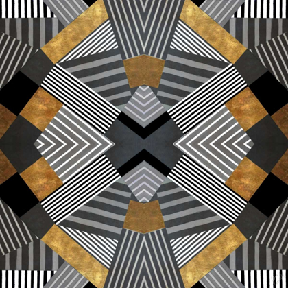 Picture of GEO STRIPES IN GOLD AND BLACK I