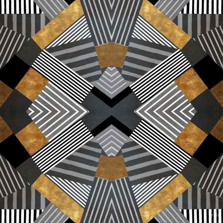Picture of GEO STRIPES IN GOLD AND BLACK I