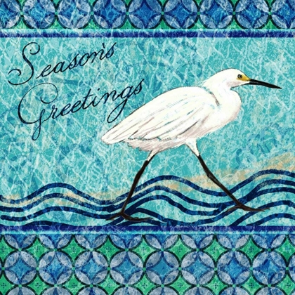 Picture of SNOWY EGRET SEASONS GREETING I