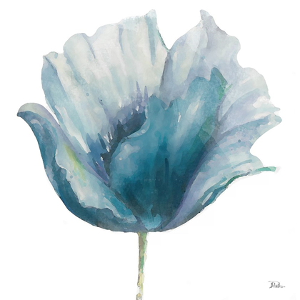 Picture of FLOWER IN BLUE I (ON WHITE)