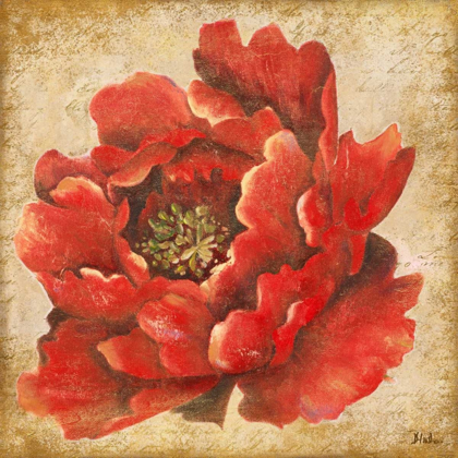 Picture of RED PEONY ON GOLD