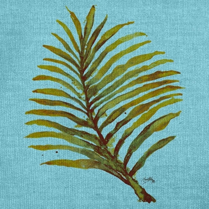 Picture of LEAF ON TEAL BURLAP