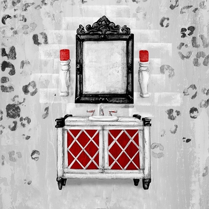 Picture of RED ANTIQUE MIRRORED BATH SQUARE I