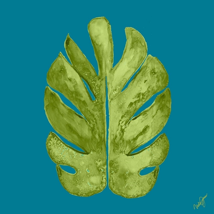 Picture of LEAF ON TEAL I