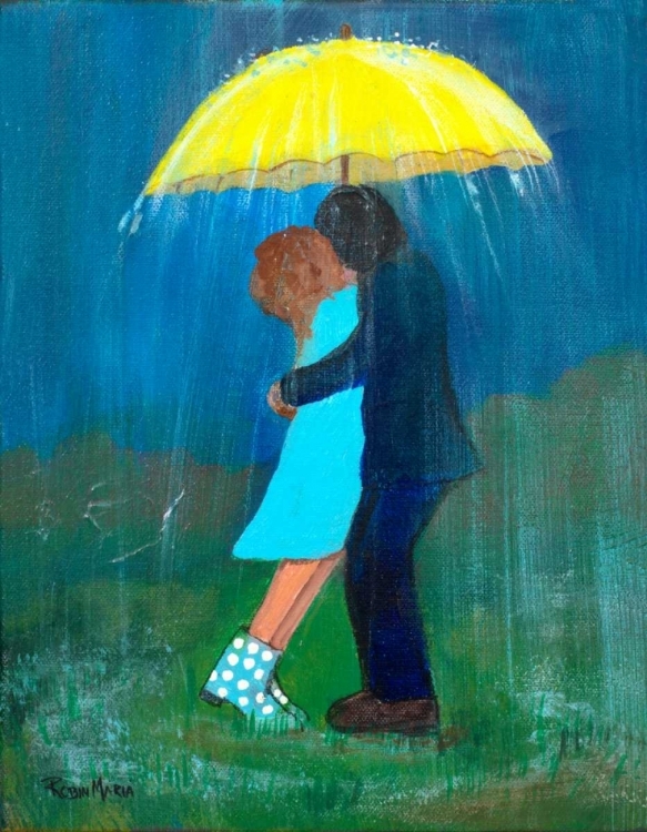 Picture of KISSING UNDER THE YELLOW UMBRELLA