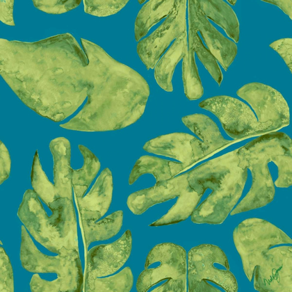 Picture of LEAVES ON TEAL