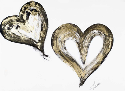 Picture of TWO GOLD AND BLACK HEARTS