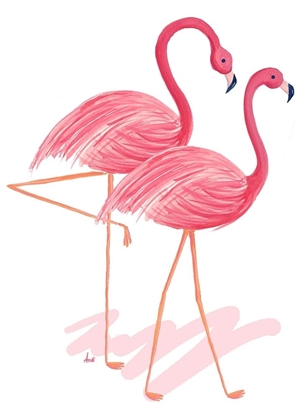 Picture of FLAMINGO WALK WATERCOLOR I