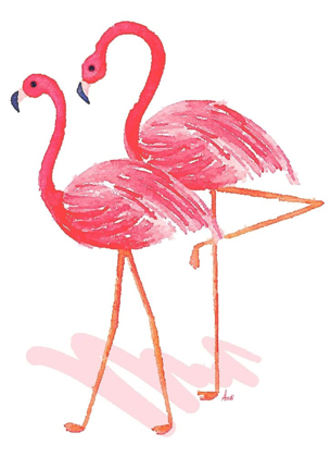 Picture of FLAMINGO WALK WATERCOLOR II