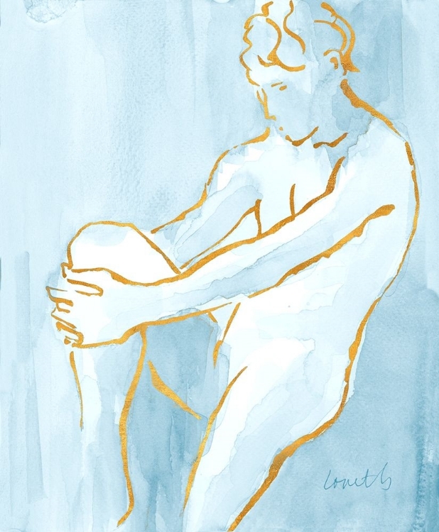 Picture of SEATED MALE FIGURE ON BLUE