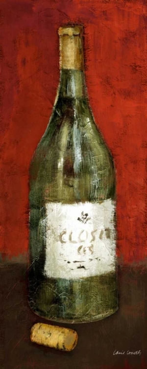 Picture of WHITE WINE AND CORK I (RED BACKGROUND)