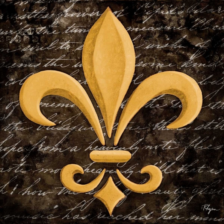 Picture of SCRIPTED GOLD FLEUR DE LIS BORDER I