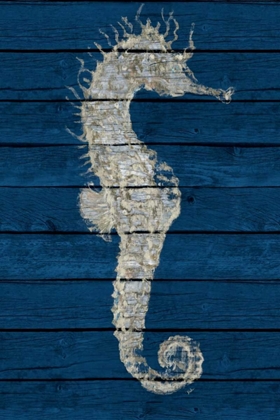 Picture of ANTIQUE SEAHORSE ON BLUE I