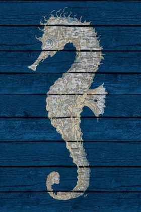 Picture of ANTIQUE SEAHORSE ON BLUE II