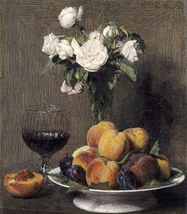 Picture of STILL LIFE WITH ROSES, FRUITS AND A GLASS OF WINE