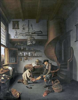 Picture of A BARBER SURGEON TENDING A PEASANTS FOOT