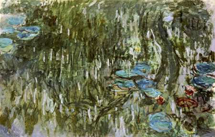Picture of WATER LILIES, REFLECTED WILLOW