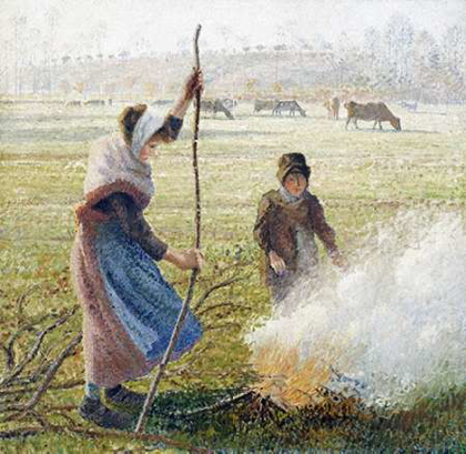 Picture of WHITE FROST, WOMAN BREAKING UP WOOD