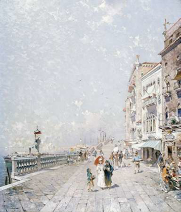 Picture of THE MOLO, VENICE, LOOKING WEST WITH FIGURES PROMENADING