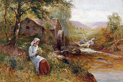 Picture of A YOUNG GIRL PICKING SPRING FLOWERS