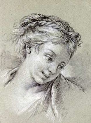 Picture of HEAD OF A GIRL LOOKING DOWN TO THE RIGHT