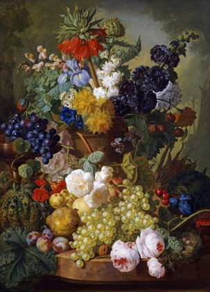 Picture of A STILL LIFE OF FLOWERS AND FRUIT